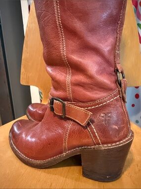 FRYE AND CO. Rustic Leather Knee-high Heeled Boots